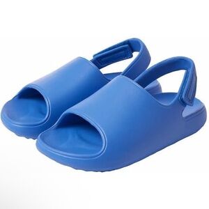 Kids Cushion Slides, Ultra Soft EVA, Adjustable Straps, Sandals (Blue)
